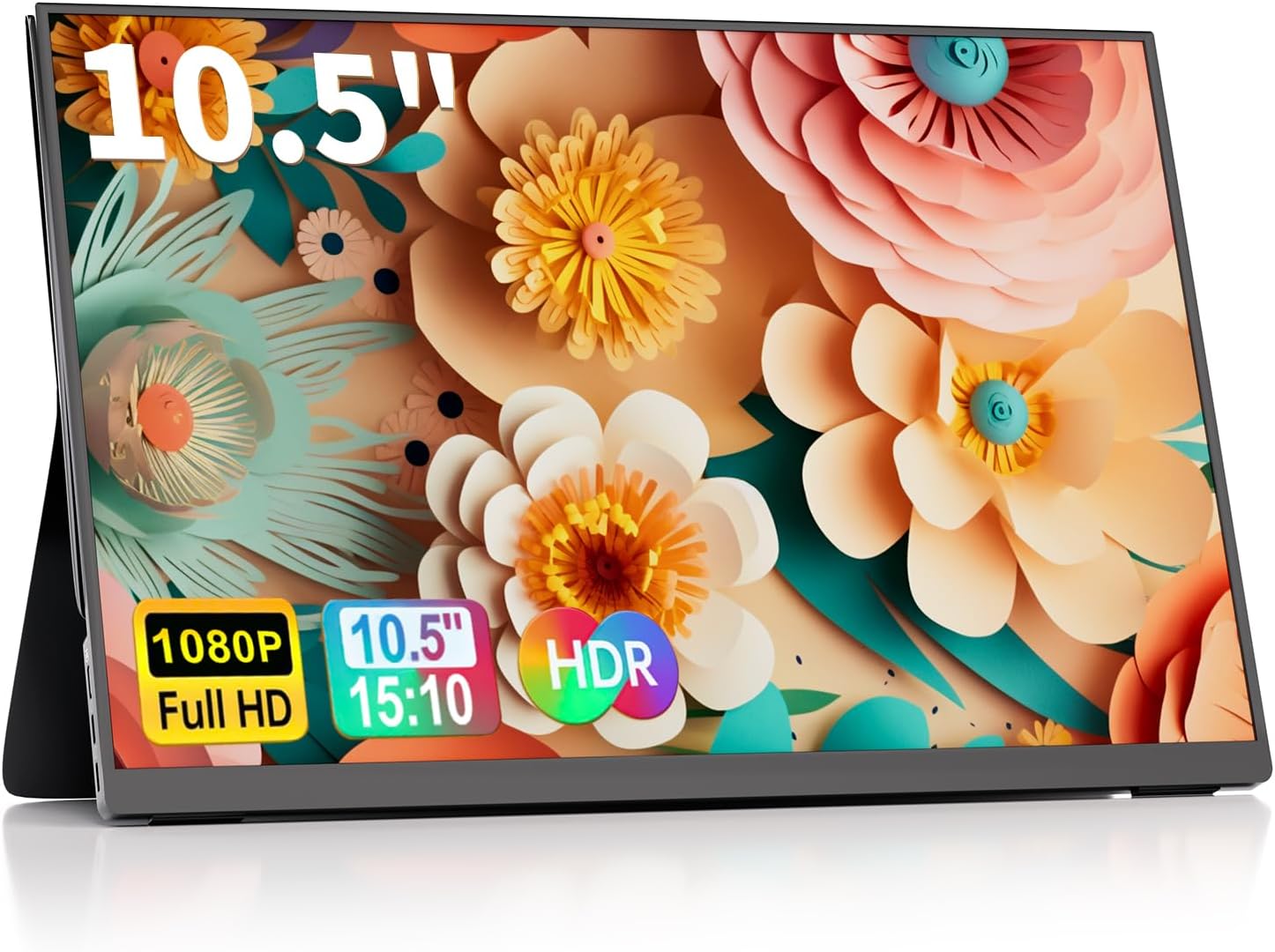 10.5'' 2K FHD 60Hz Portable Laptop Monitor with HDR, USB-C, HDMI, Speakers, Smart Cover