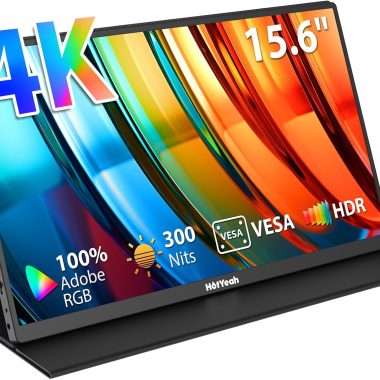 HotYeah 15.6 Inch 4K UHD Portable Monitor HDR USB-C HDMI Travel External Display
