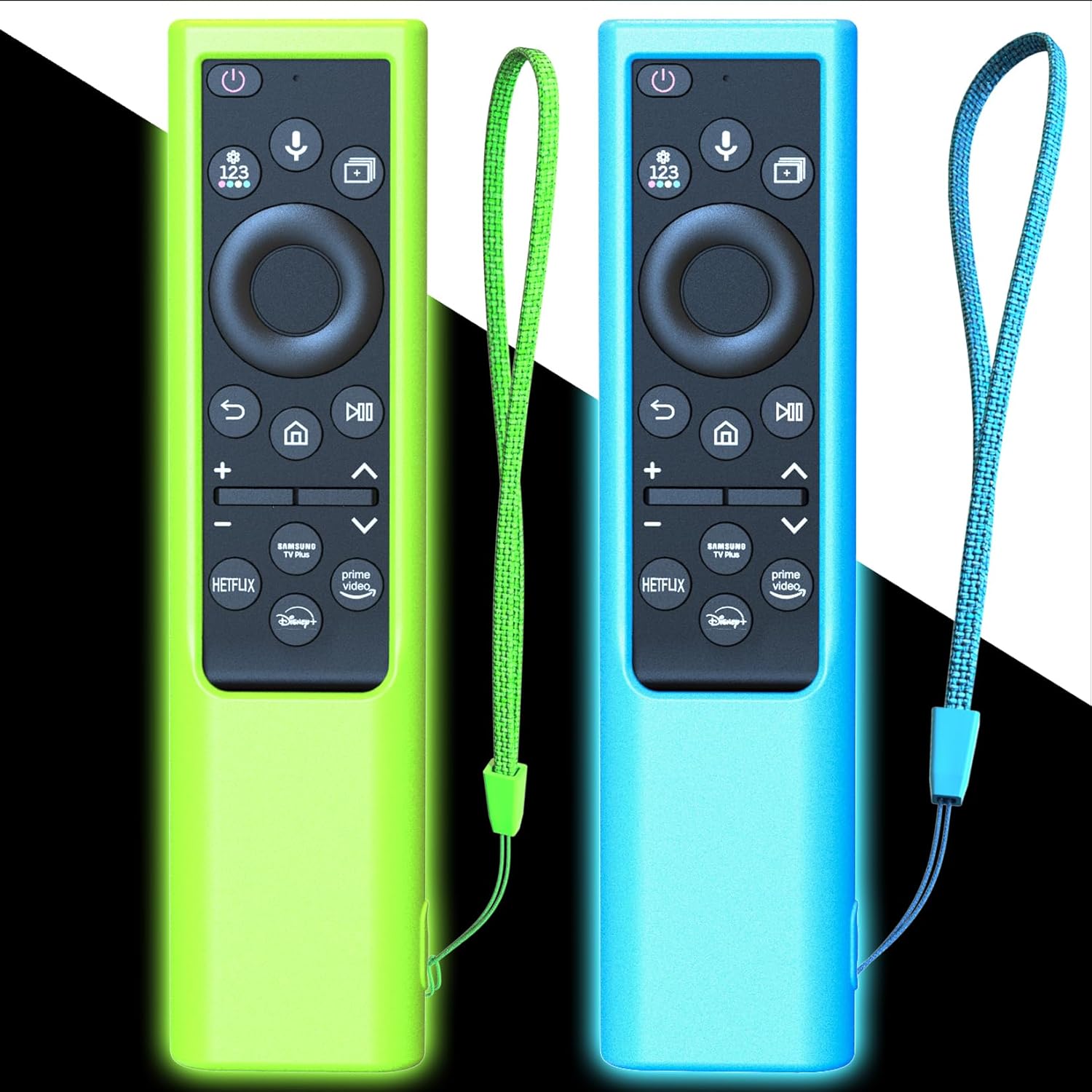 2Pack Glow in Dark Silicone Remote Case for Samsung BN59 Series Smart TV Controllers Blue Green