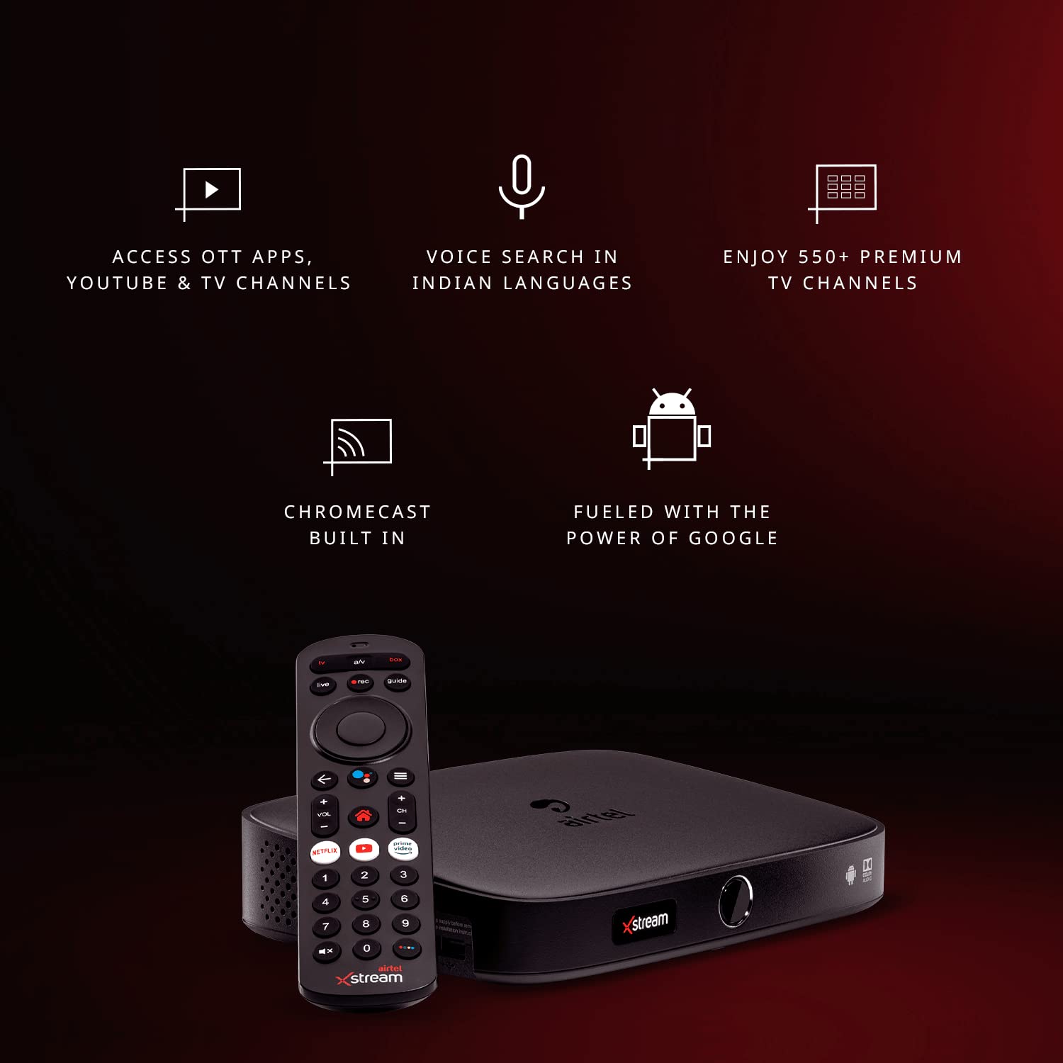 Airtel Xstream Android TV Box with 1 Month Ultimate Gujarati Hindi SD Pack and Free Installation - Image 4