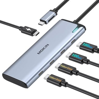 USB C Hub Dual Monitor Adapter 4K@60Hz DP Alt Mode 10Gbps Data 100W PD Charging 10-Port