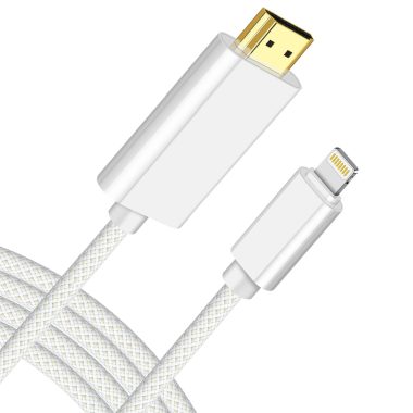 MFi Certified 6.6ft HDMI Cable for iPhone and iPad, 1080P HD Sync Video and Sound, Plug and Play