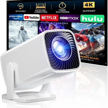 Portable 1080P Mini Projector 4K Support 270° Rotation Outdoor Movie Projector