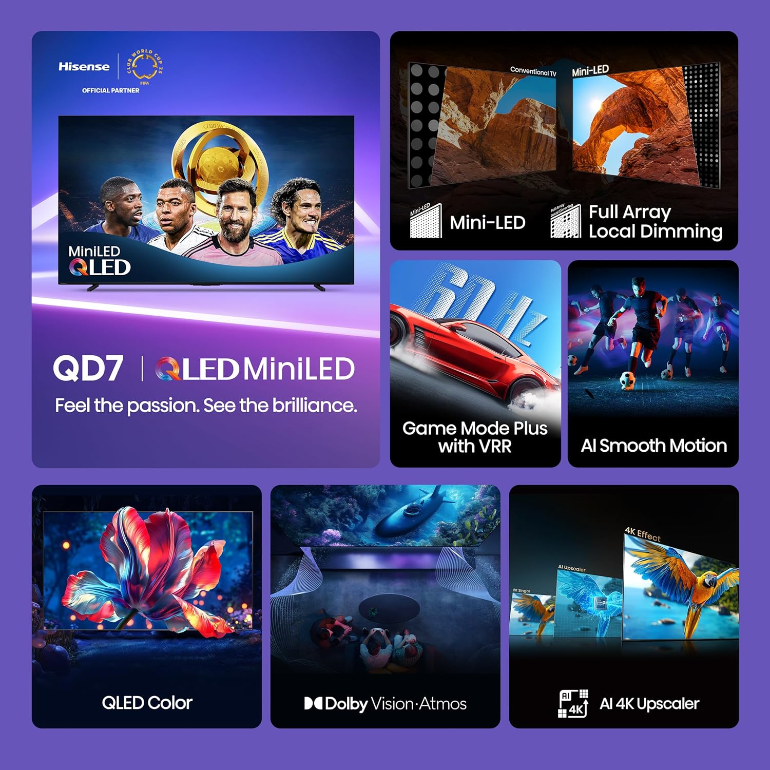 Hisense 65-inch QD7 Series 2025 Model 4K UHD Smart Fire TV with Mini-LED QLED and Dolby Vision, Black - Image 3