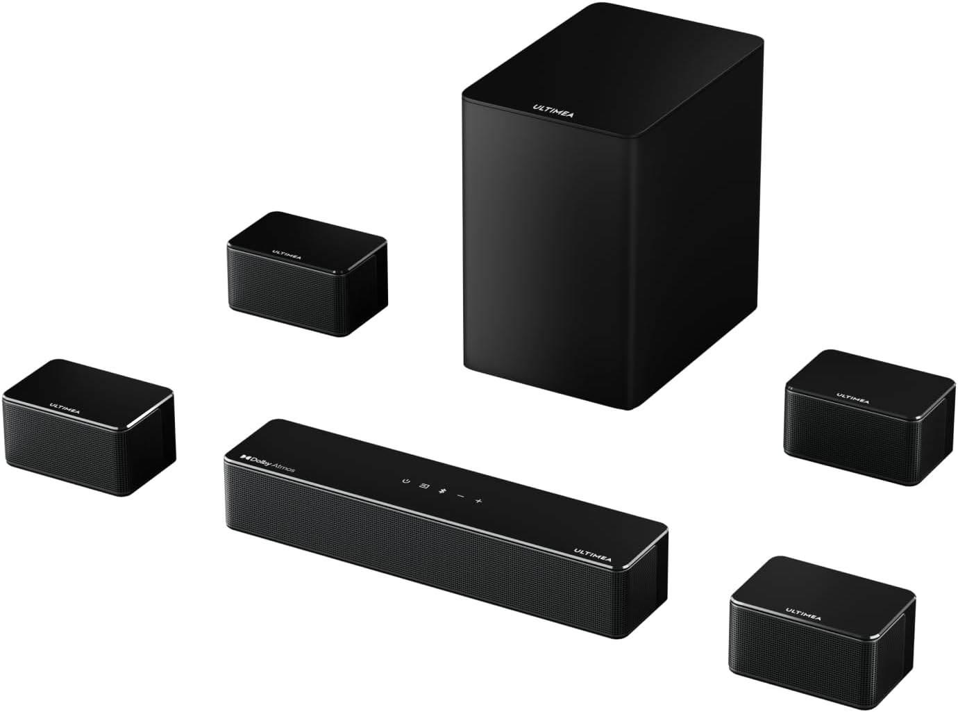 ULTIMEA Poseidon D80 460W New 2025 Model 7.1CH Dolby Atmos Soundbar System with Wireless Subwoofer and 4 Surround Speakers