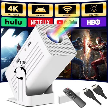 Polaring Smart 4K Mini Projector WiFi Bluetooth Portable 1080P Support 2.69" Ultra Resolution Built-in App