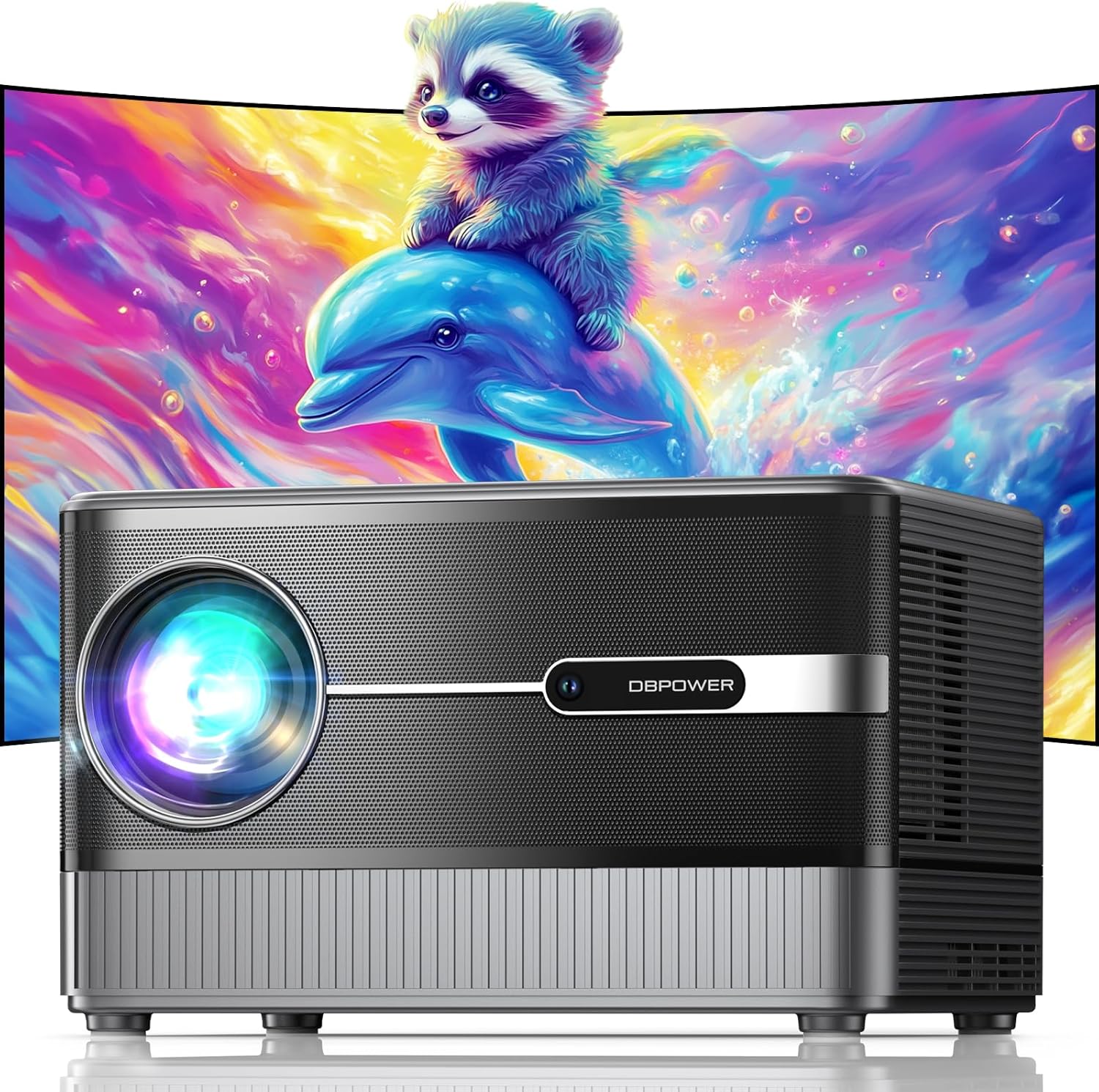 DBPOWER 5G WiFi Bluetooth Portable Outdoor Projector 4K 1000ANSI Native 1080P Auto Focus 5" LCD