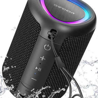 Portable Bluetooth Speaker with Lights, Crystal Clear Sound, IPX5 Waterproof, 20-Hour Playtime, Small Wireless Outdoor Speaker