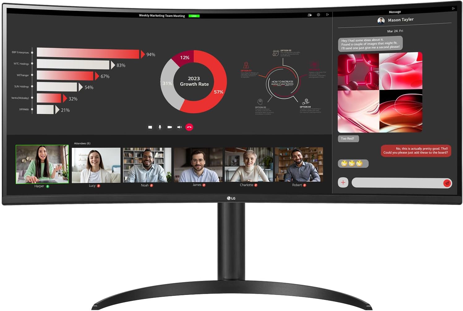 LG 34WR55QC-B 34 Inch Curved UltraWide WQHD HDR 10 Monitor 100Hz USB-C