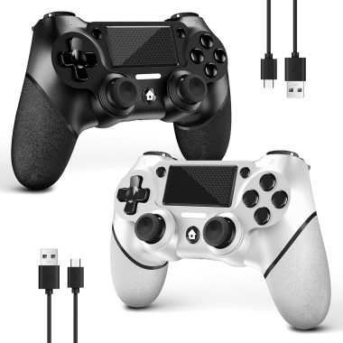 AceGamer DualShock Wireless Controller Twin Pack for PS4 Pro Slim PC Black White Non-Slip Grip