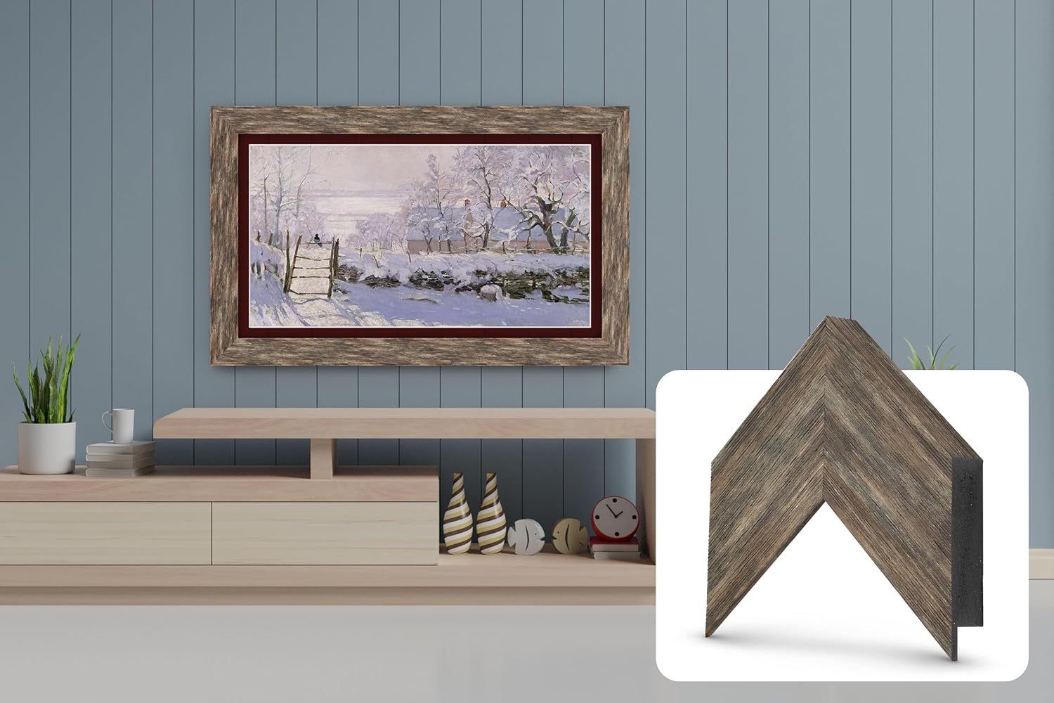 Distressed Barnwood Deco Frame for 32-inch Samsung The Frame TV 2021-2025