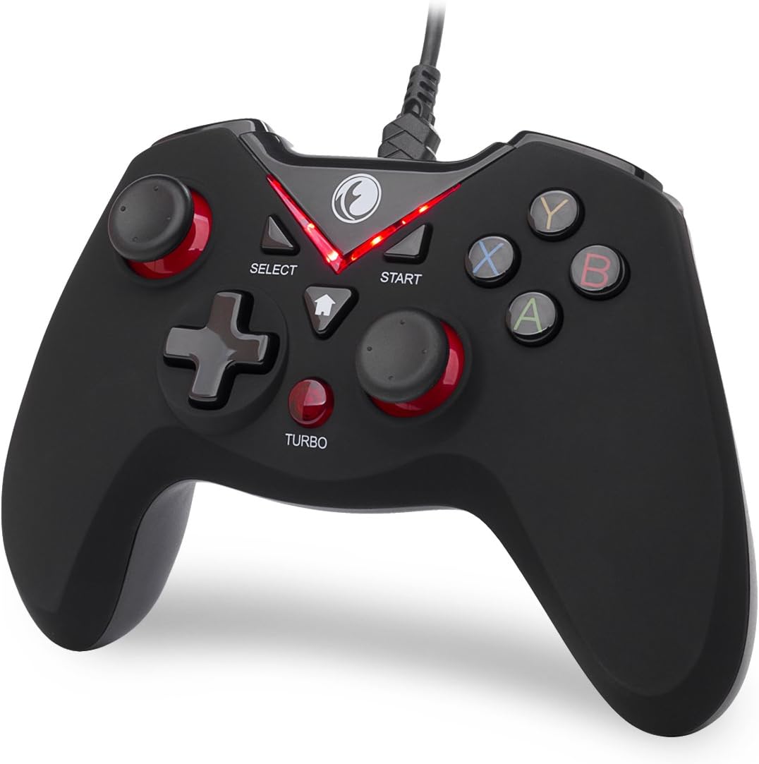 V-one Red Wired USB Gaming Controller Gamepad Joystick for PC, Steam, Android, PS3