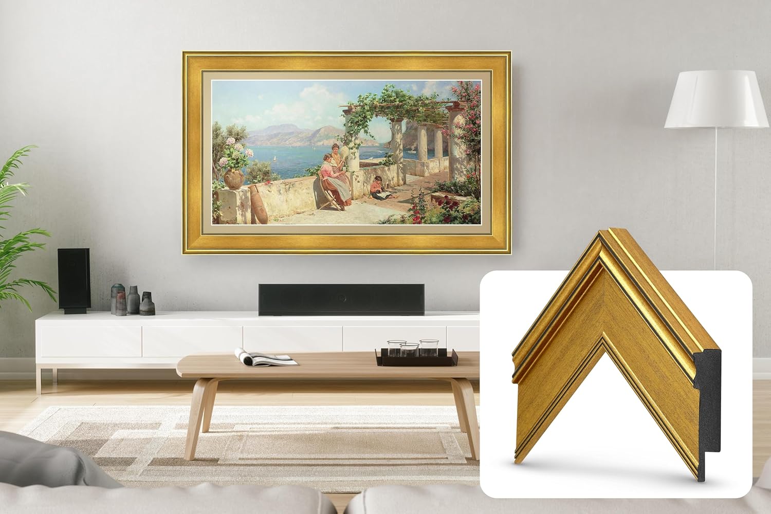 Antique Gold Deco Smart Frame for Samsung The Frame TV 32 Inch