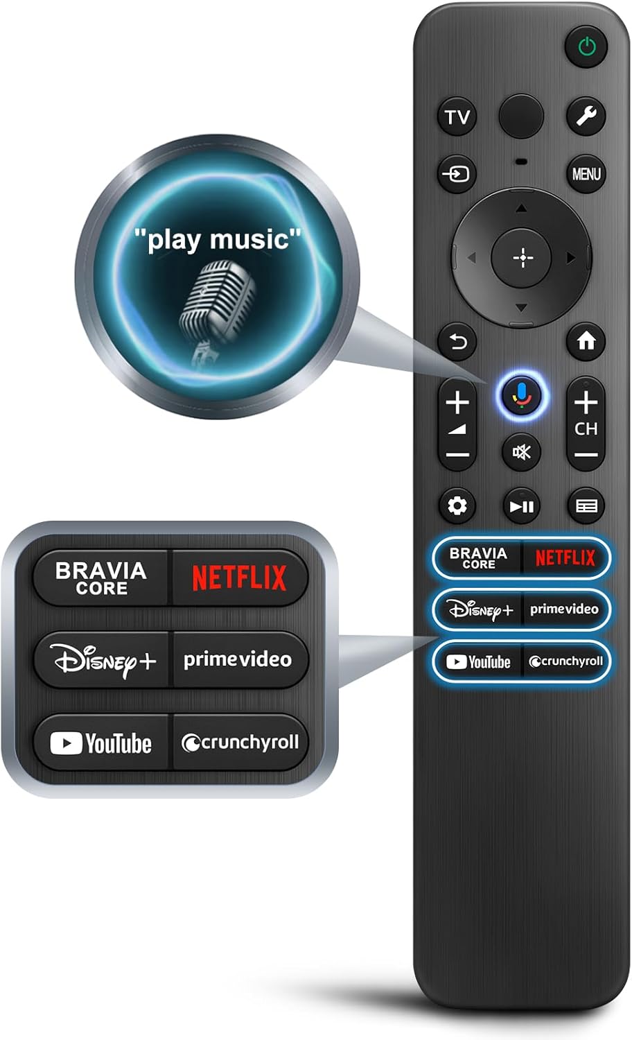 Sony Bravia Smart TV Voice Remote Replacement, Compatible with All Google TV Series