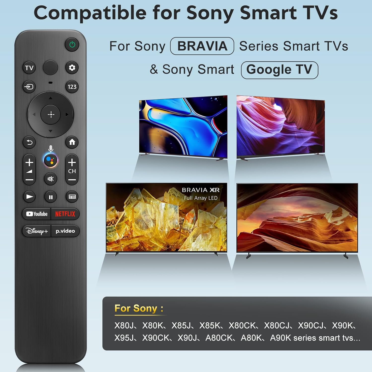 Sony Bravia XR 4K HDR Smart Google TV Voice Remote Replacement - Image 2