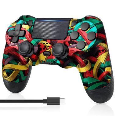 MOOGOLE PS4 Wireless Controller Colorful Arrows 1000mAh Battery USB C