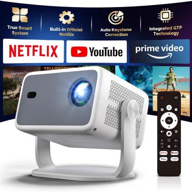 4K WiFi Bluetooth Projector 1080p Native, Netflix Built-in, Autofocus, Auto Keystone, Dolby Atmos