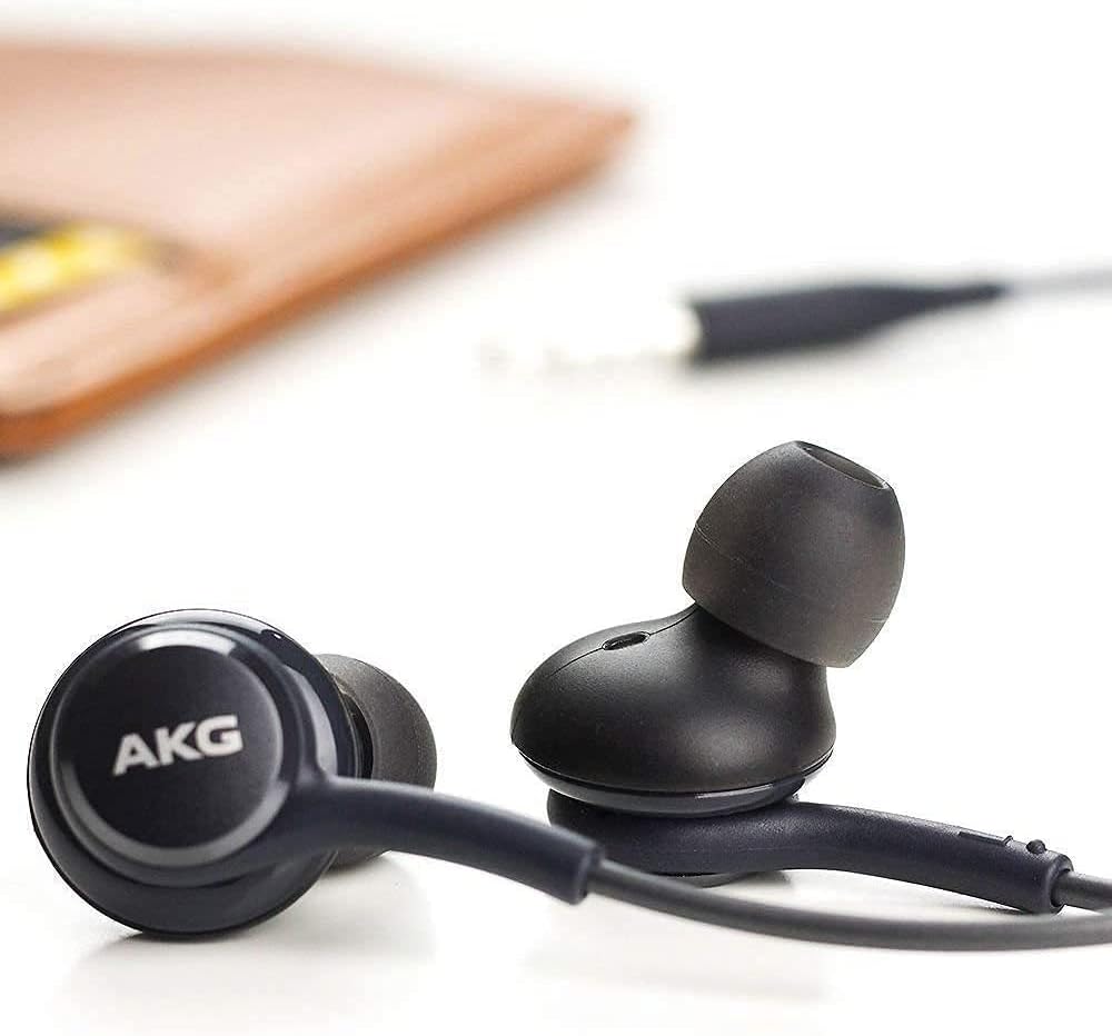Samsung Galaxy S10 S10e Plus A31 A71 AKG Stereo Earbuds Black with Microphone Volume Control and Cleaning Cloth - Image 4