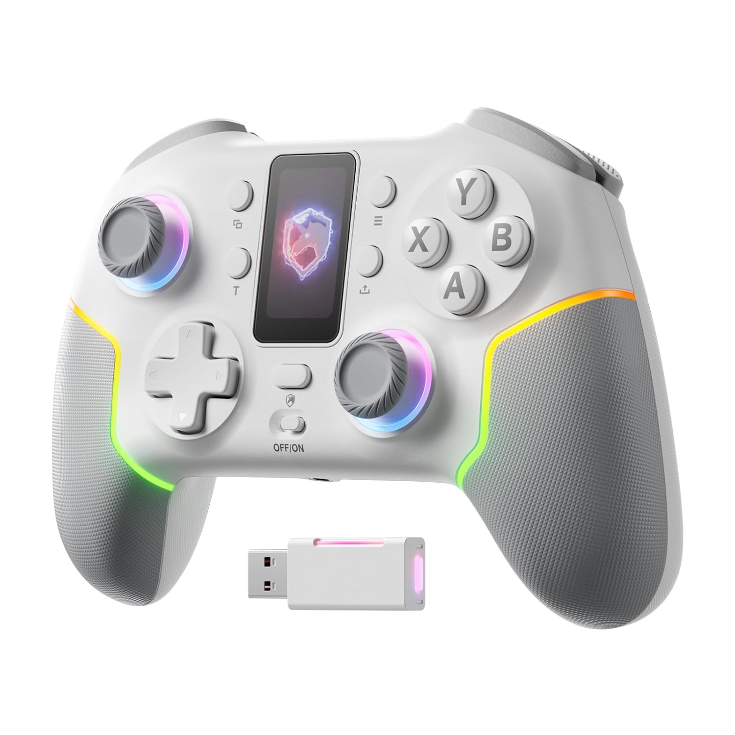 ECHTPower Intelligent Screen Wireless PC Gaming Controller for Switch iOS Android Hall Joysticks 1000mAh Battery