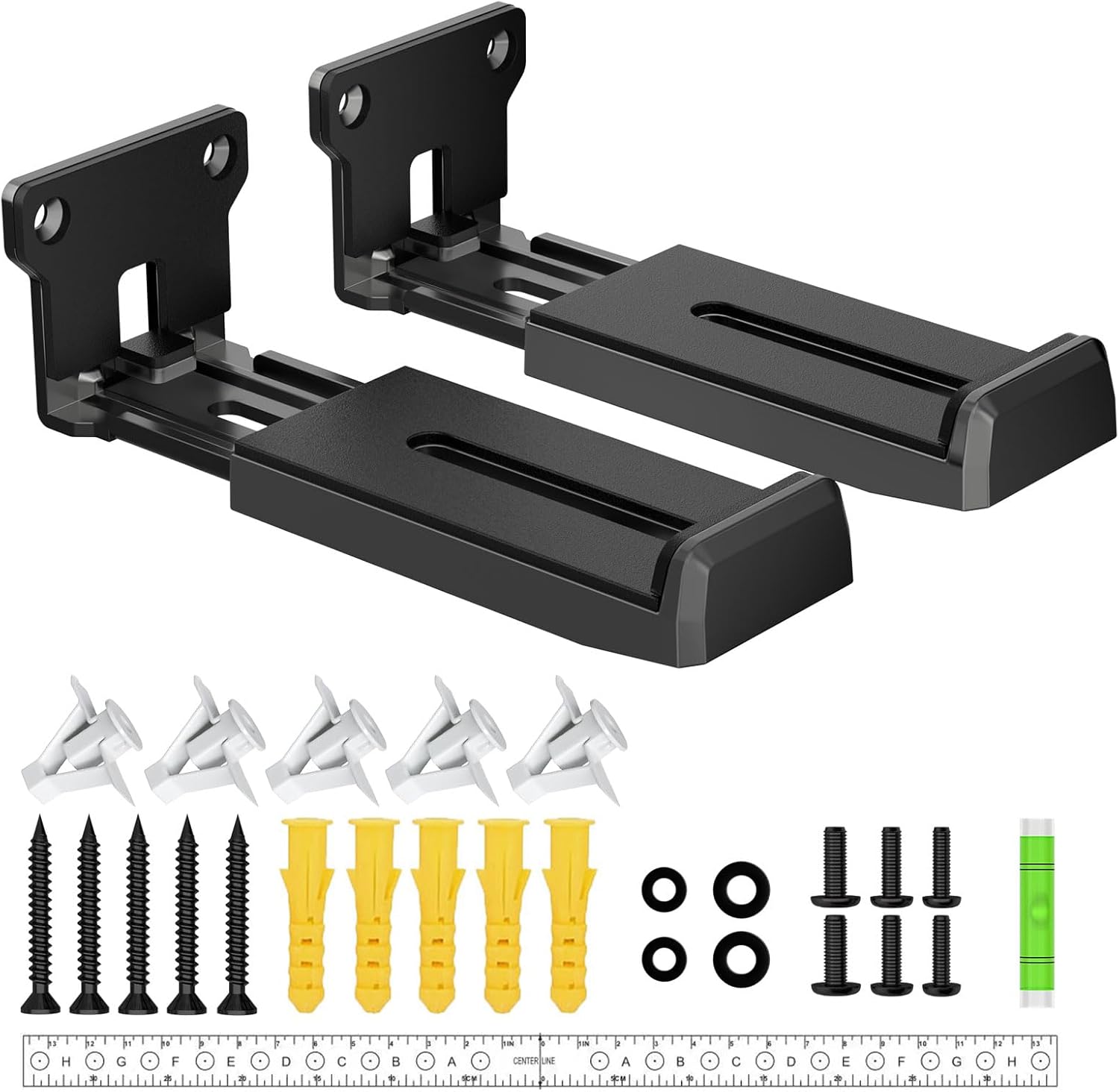 Adjustable Soundbar Wall Mount Bracket for Most Brands, Black, 33 lbs Capacity