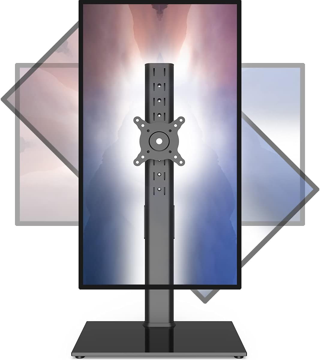 Adjustable Freestanding Monitor Stand for 27-43 Inch Curved Screens Tempered Glass Base 77lbs Capacity
