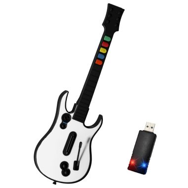 NBCP Wireless Guitar Controller for PC, 2.4G USB Plug & Play, White, Compatible with Clone Hero & Rock Band