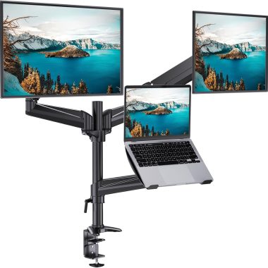 HUANUO Dual Monitor Laptop Mount for 32" Monitor 17" Laptop VESA 75/100mm
