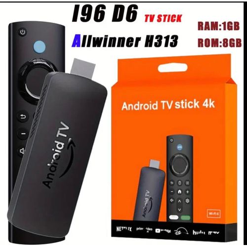 4K Ultra HD Android TV Stick – Allwinner H313 Quad-Core, Android 10.0, 1GB RAM, 8GB Storage, Dual-Band WiFi 2.4G & 5G, H.265 4K@60fps Decoding, HD Plug & Play with Remote Included.