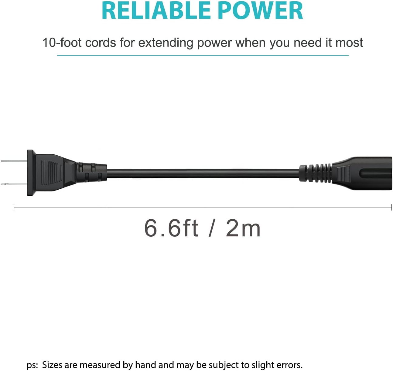 2 Prong AC Power Cable Cord Replacement for TCL Roku Smart LED TVs 24-85 Inch - Image 5