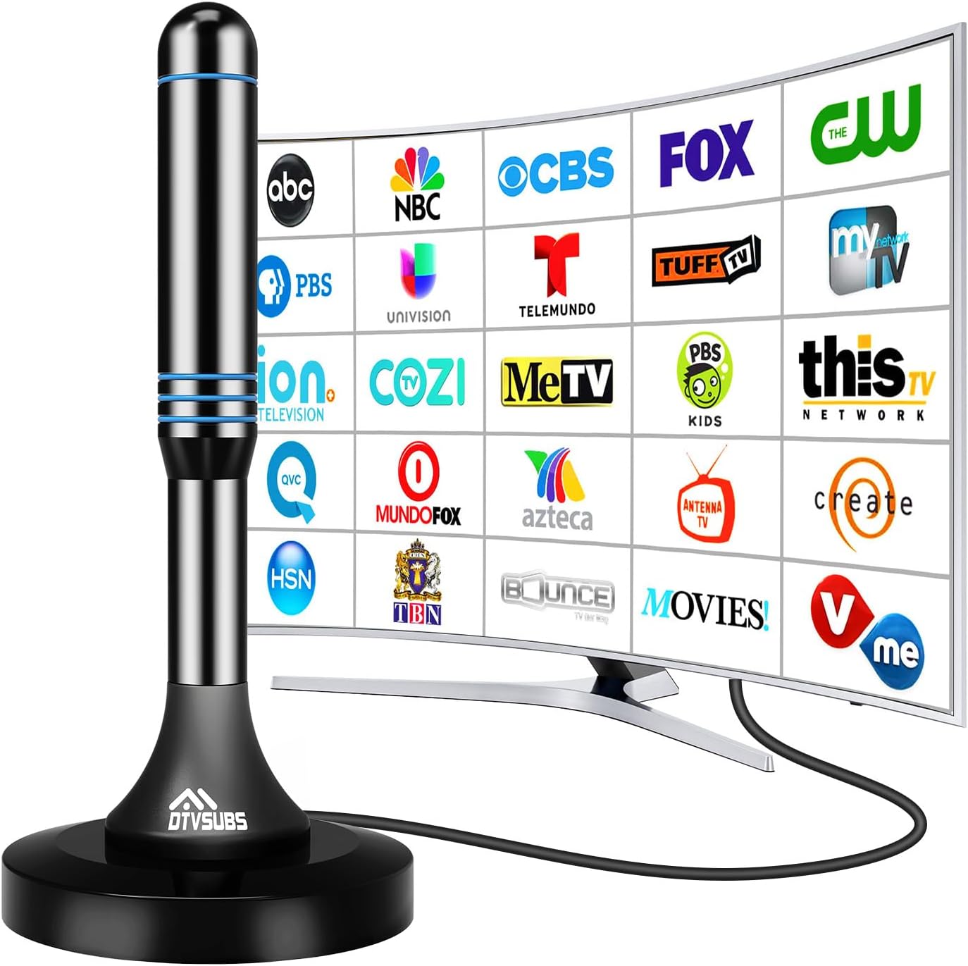 2025 Indoor Smart TV Antenna for Local Channels with Magnetic Base and Long Range 8K HD Reception