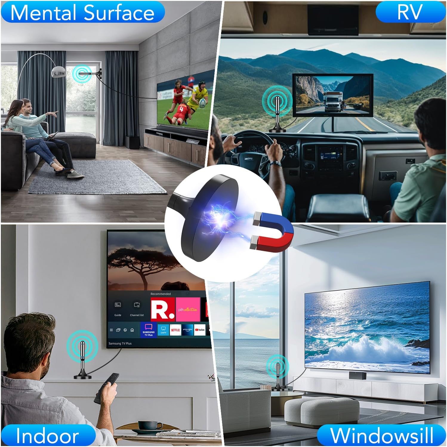 2025 Indoor Smart TV Antenna for Local Channels with Magnetic Base and Long Range 8K HD Reception - Image 6