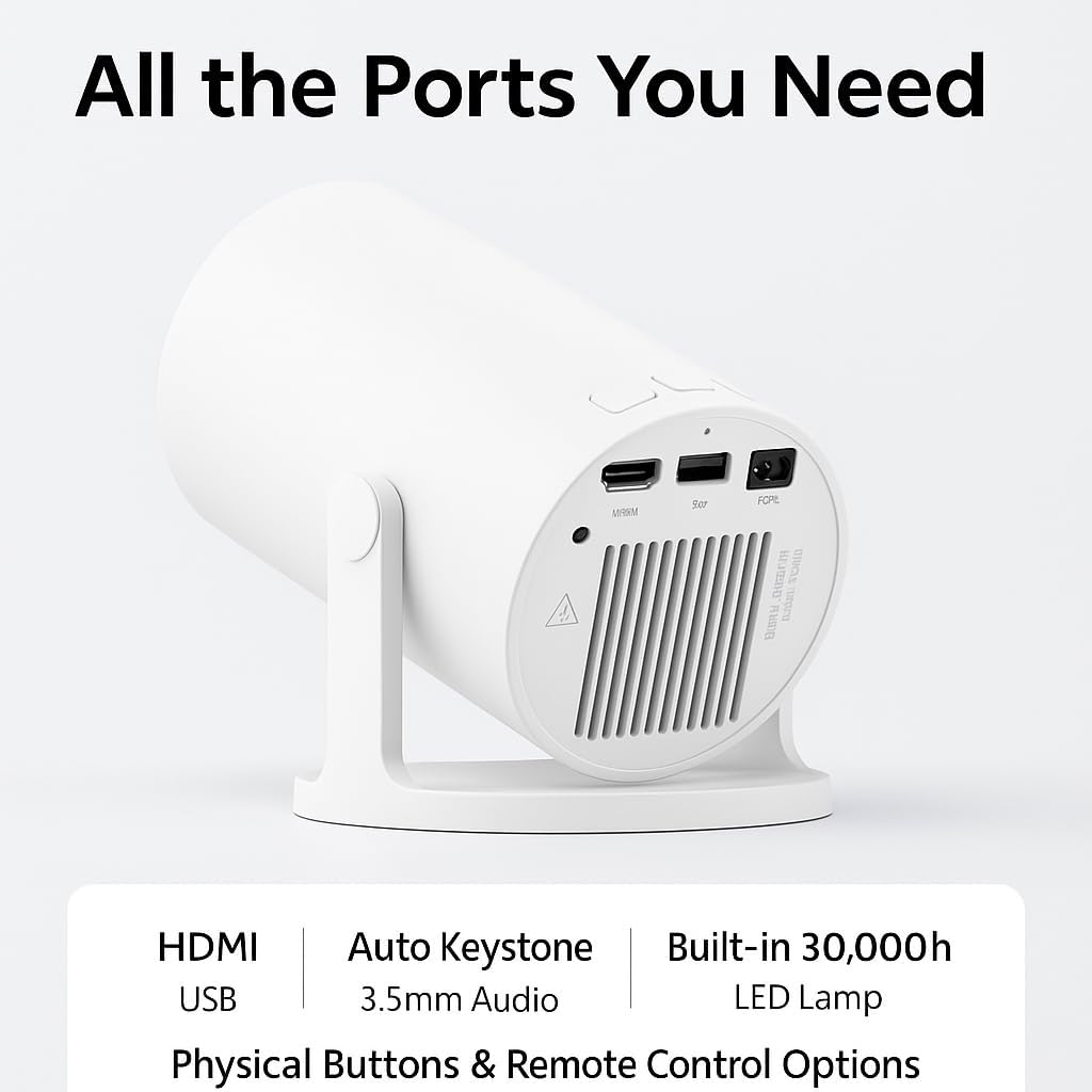 Portable WiFi 6 Bluetooth 5.4 Mini Projector 4K 1080P Supported 40-200" Display 180° Rotation - Image 4
