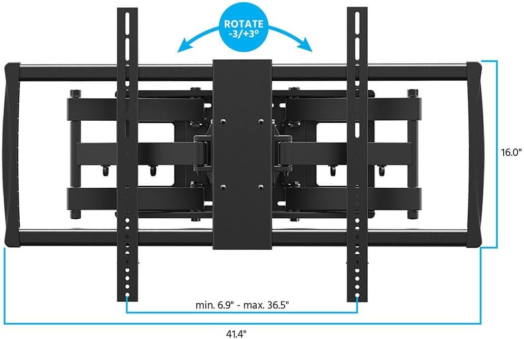 Monoprice Stable Series Full-Motion Articulating TV Wall Mount 60-100 inch, 176 lb Max, Black, UL Certified - Image 3