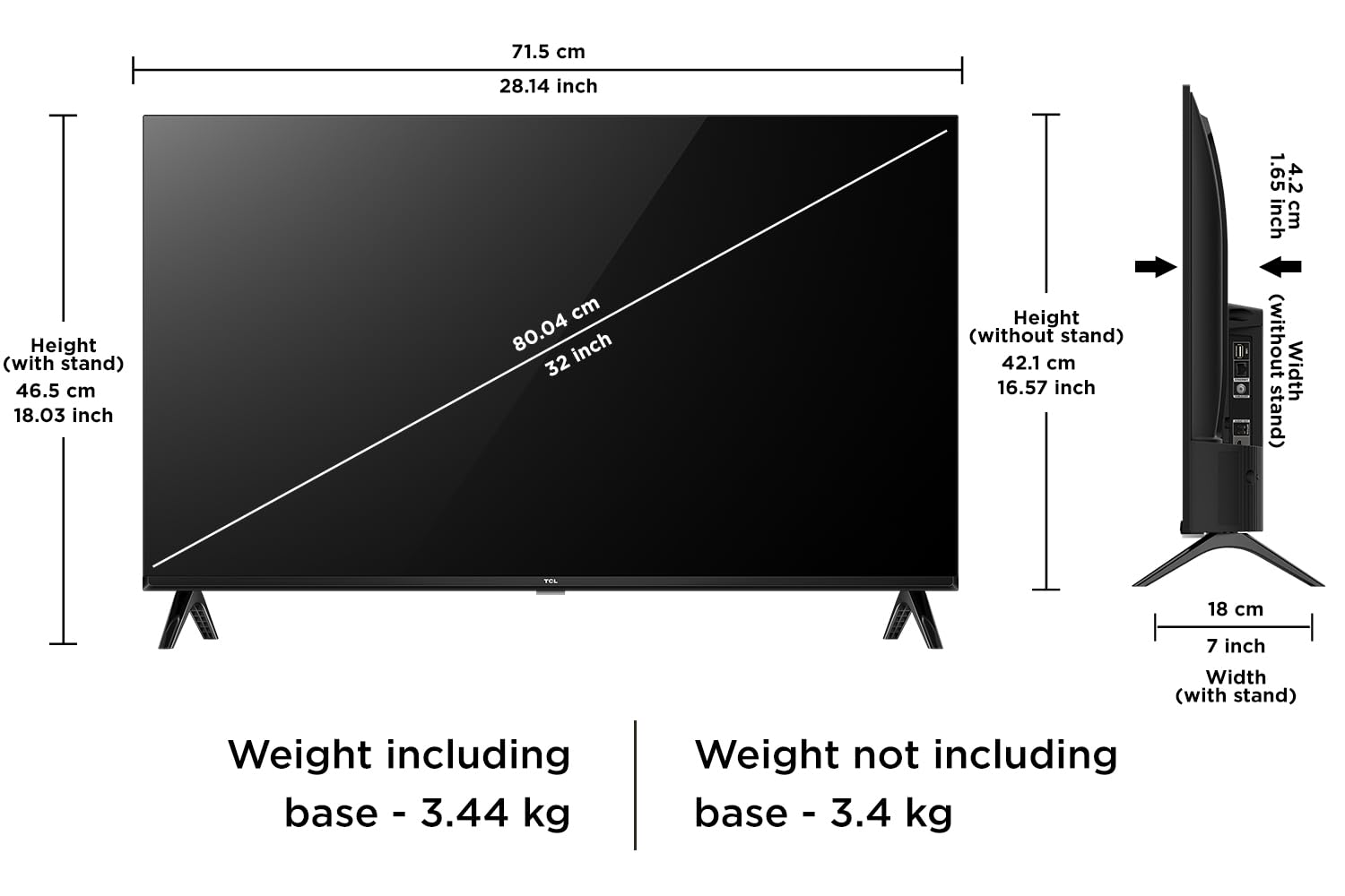 TCL 32 Inch HD Ready Metallic Bezel-Less Smart Android LED TV Black - Image 9