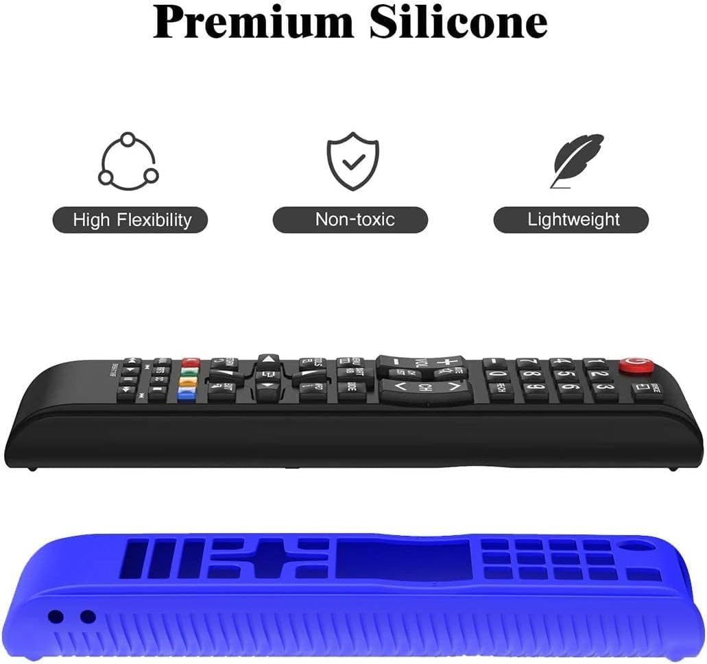 Alquar 2 Piece Shockproof Silicone Protective Case for Samsung Smart TV Remote BN59 Series with Lanyard Blue and Glowing Green - Image 2