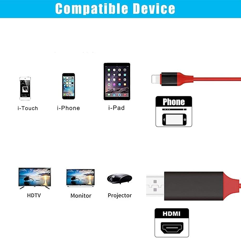 Lightning to HDMI Adapter 1080P MFi Certified Red for iPhone iPad iPod - Image 3