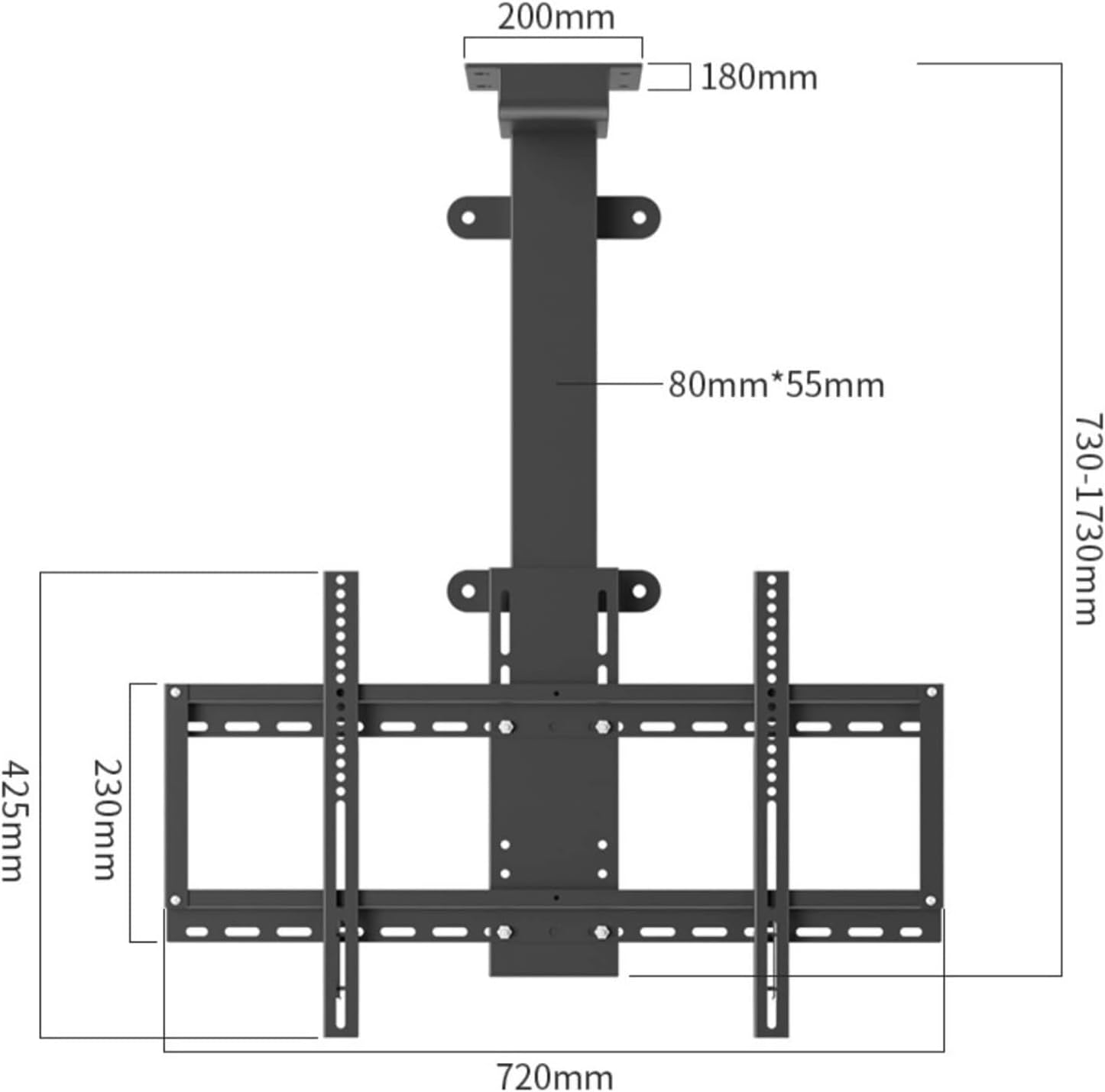 Motorized TV Ceiling Mount with Auto Lifting Stand Fits 32-75 Inch TVs 28.7 to 68.1 Inches Height Adjustable - Image 2