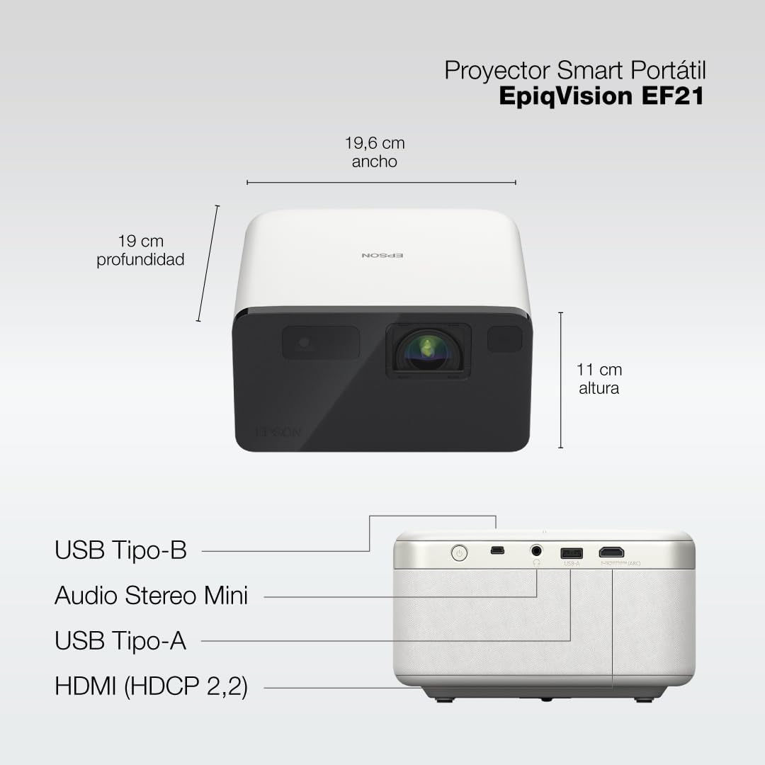 Epson EpiqVision Mini EF21 White Portable Smart Laser Projector 1000 Lumens FHD 1080p HDR 3LCD Google TV - Image 7