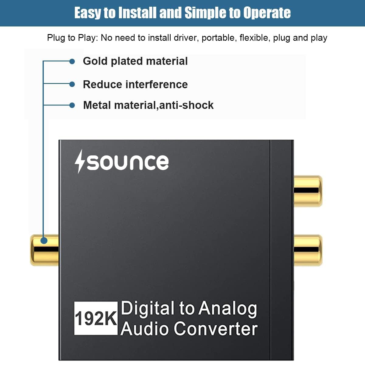 192KHz Digital to Analog Audio Converter DAC Optical Toslink to RCA L/R 3.5mm Adapter for PS3 HD DVD PS4 Apple TV Home Cinema - Image 3