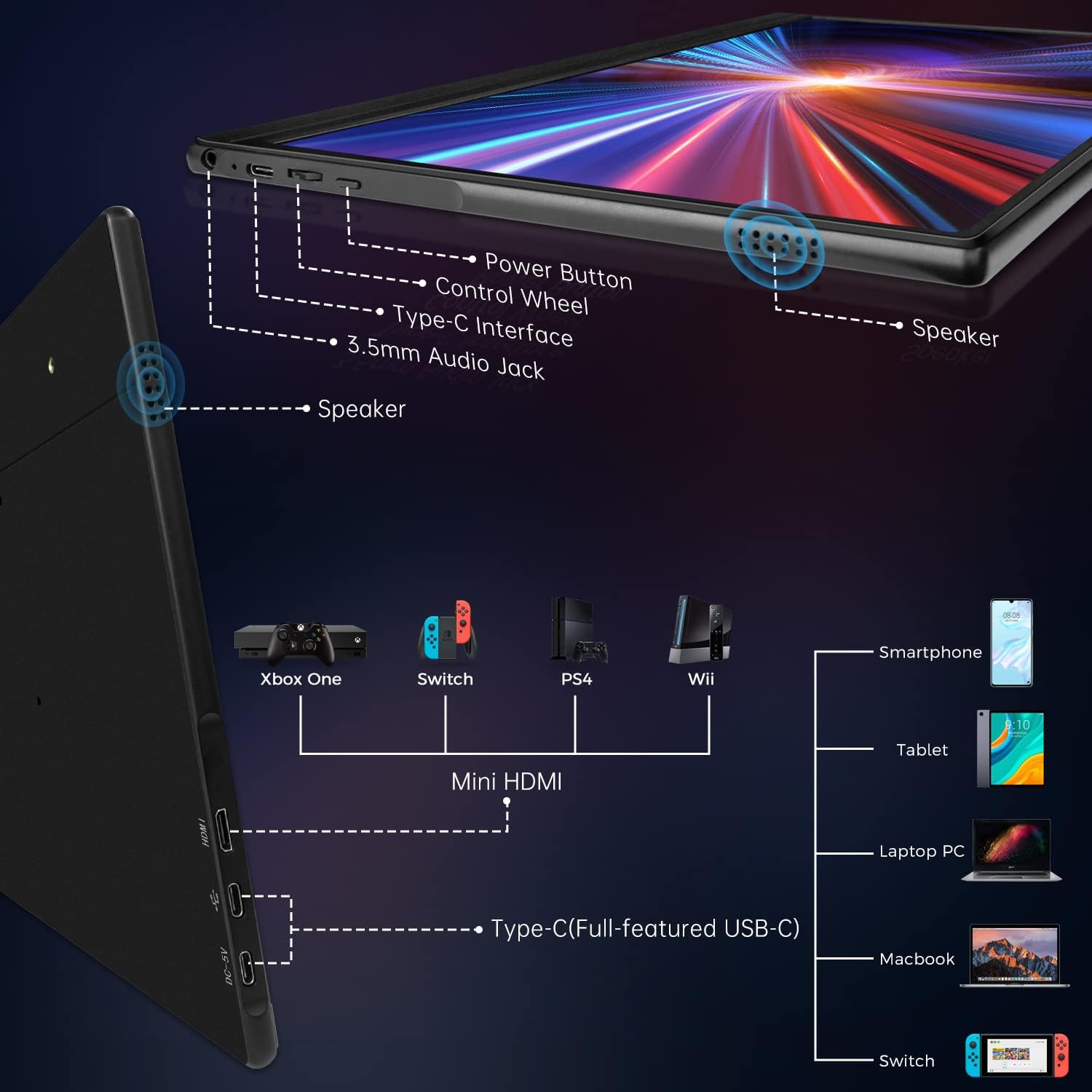15.6 Inch FHD 1080P Portable Monitor with Protective Case for Laptops, Tablets, and Gaming Consoles - Image 6