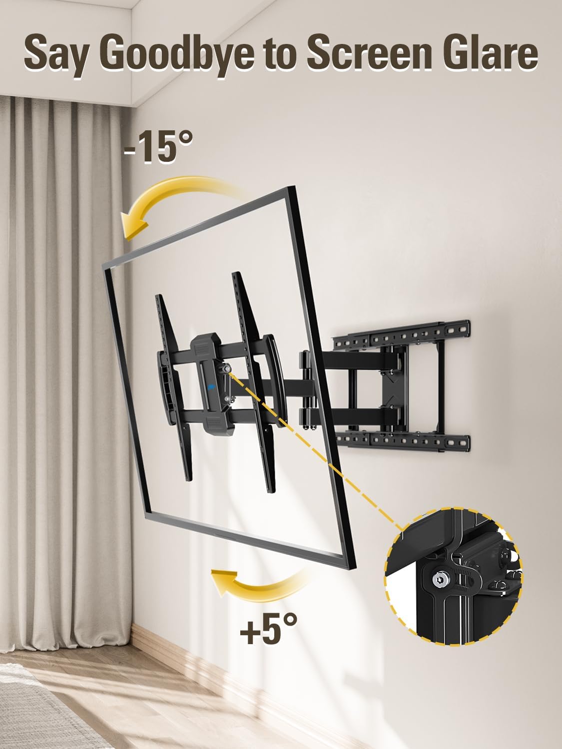 Mounting Dream Full Motion TV Wall Mount for 42-84 Inch TVs, 100LBS Capacity, Fits 16-24 Inch Studs - Image 6