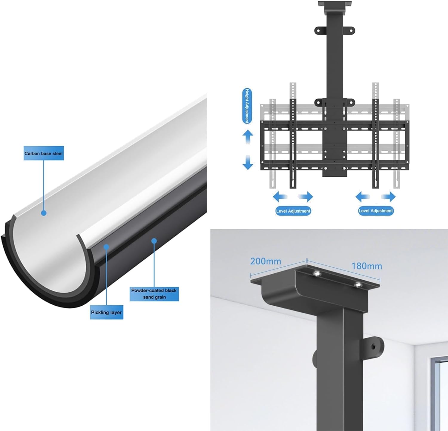 Motorized TV Ceiling Mount with Auto Lifting Stand Fits 32-75 Inch TVs 28.7 to 68.1 Inches Height Adjustable - Image 4