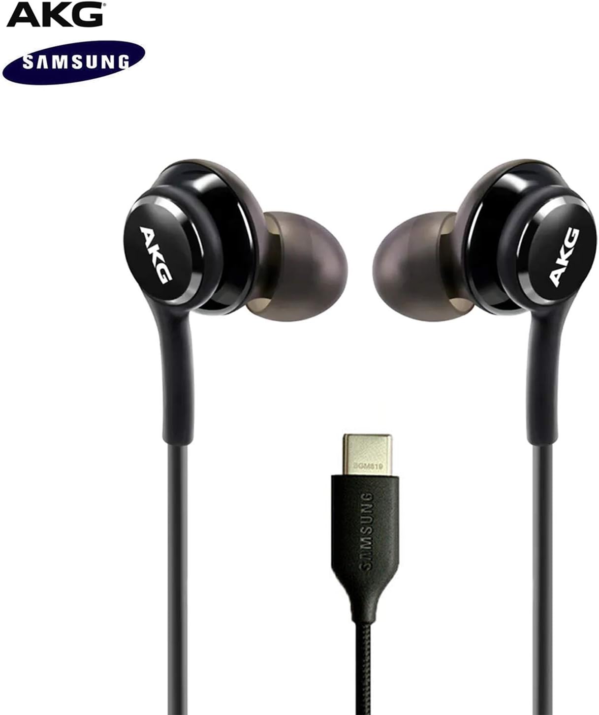AKG Braided Cable Type C Earbuds with Mic for Samsung Galaxy A53 S21 S22 S20 FE Black - Image 2