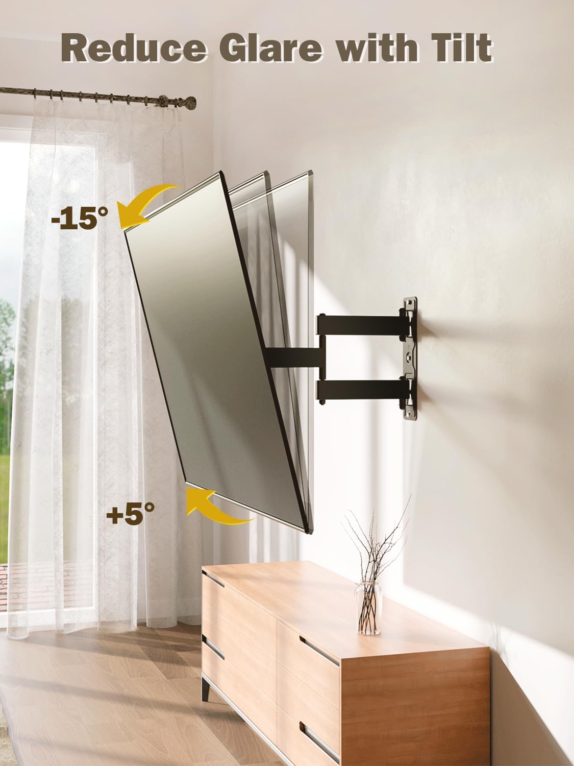 Mounting Dream Full Motion TV Wall Mount for 26-55 Inch TVs, 77lbs Capacity, Swivel Tilt Bracket - Image 3