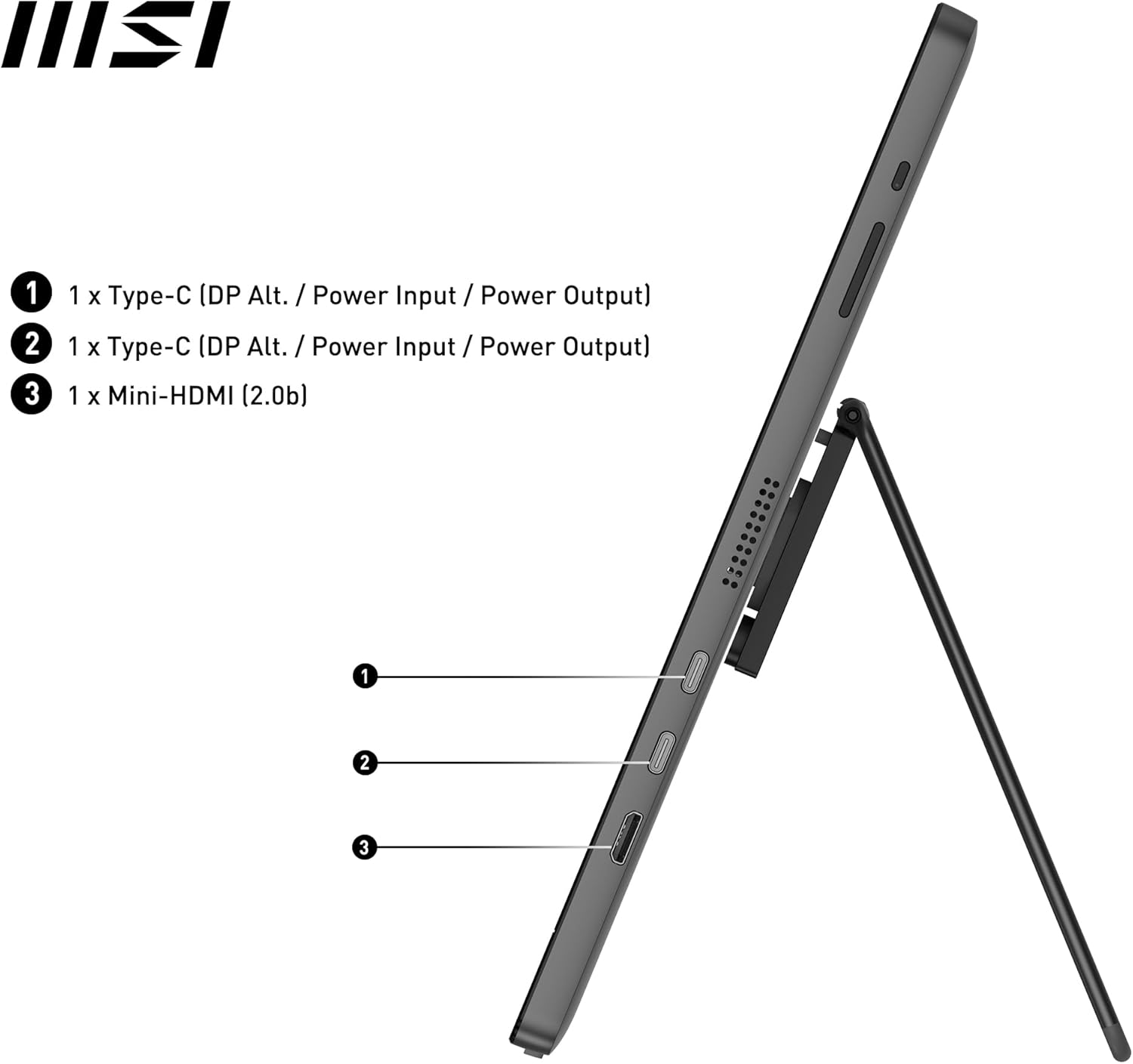 MSI Pro MP161 E2 Portable 15.6" FHD IPS 1080p Monitor USB-C Mini-HDMI Speakers Metal Gray - Image 8