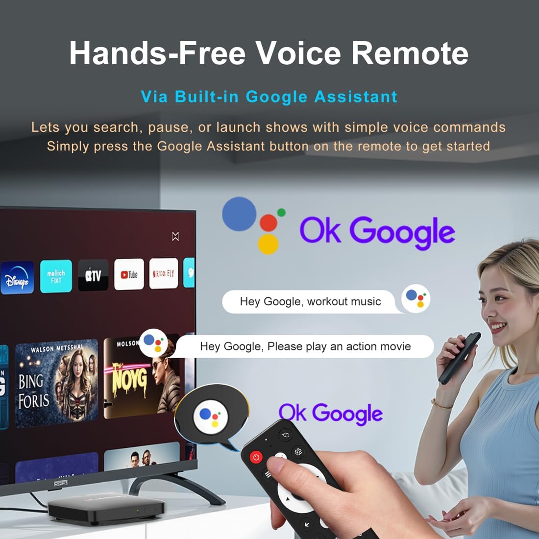 LEFFOT L3 2GB/16GB Android 14 4K Ultra HD TV Box with Voice Remote - Image 4