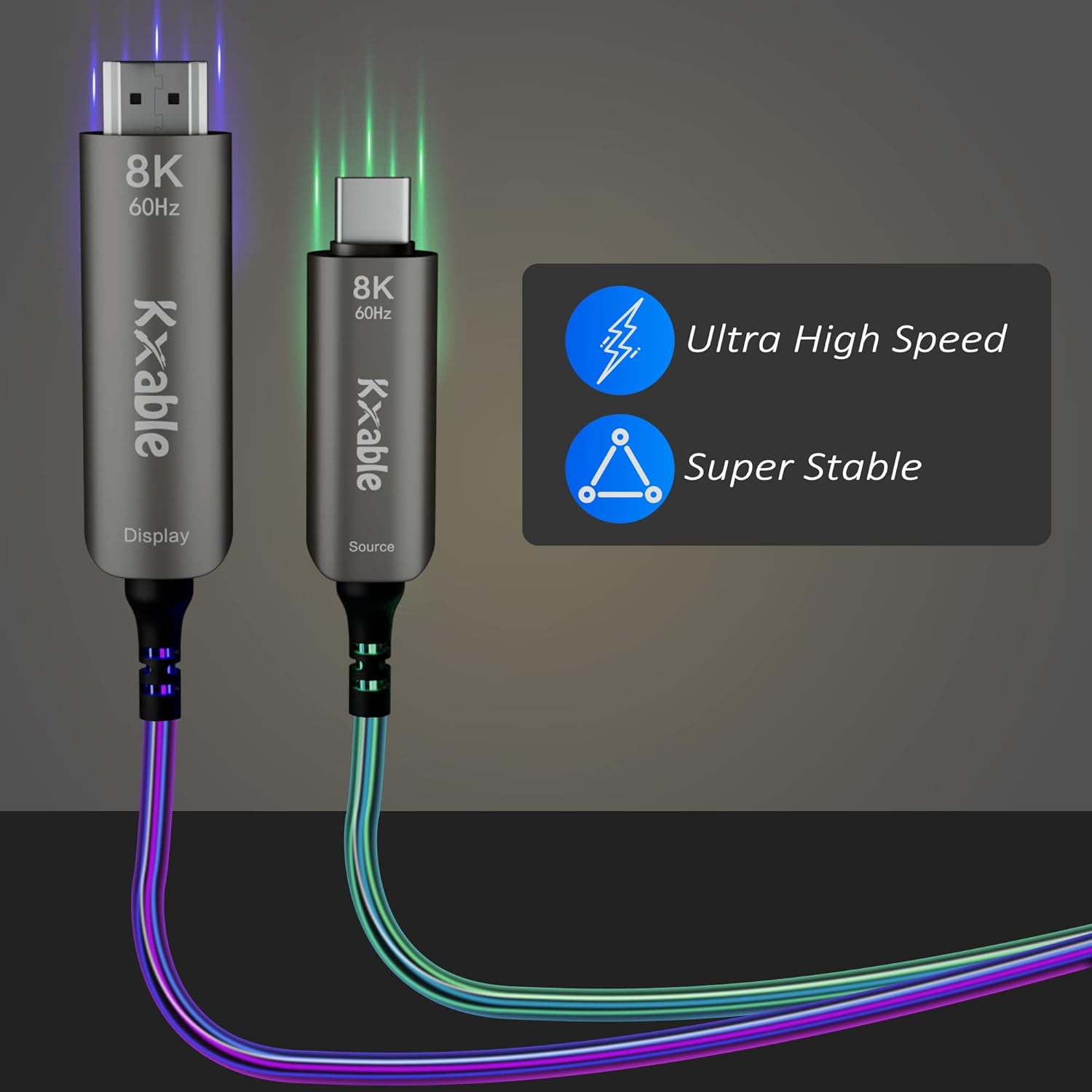 8K 75FT USB C to HDMI 2.1 Active Fiber Optic Cable Thunderbolt Compatible with 4 Adapters - Image 4