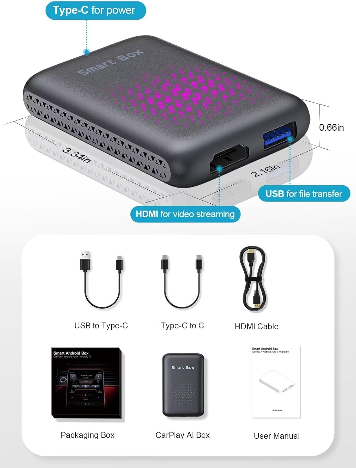 Wireless Carplay Android Auto AI Box 2.0 with YouTube Netflix Streaming HDMI Dongle - Image 7