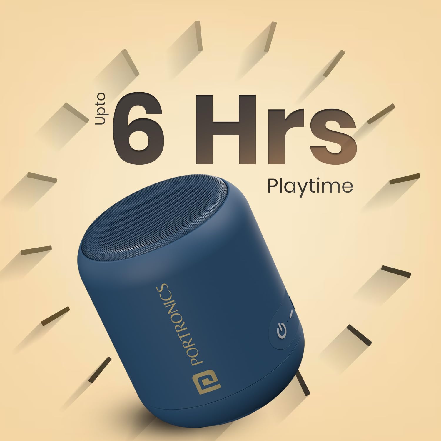 Portronics SoundDrum 1 12W TWS Portable Bluetooth Speaker Blue with 360° Sound and Type C Fast Charging - Image 4