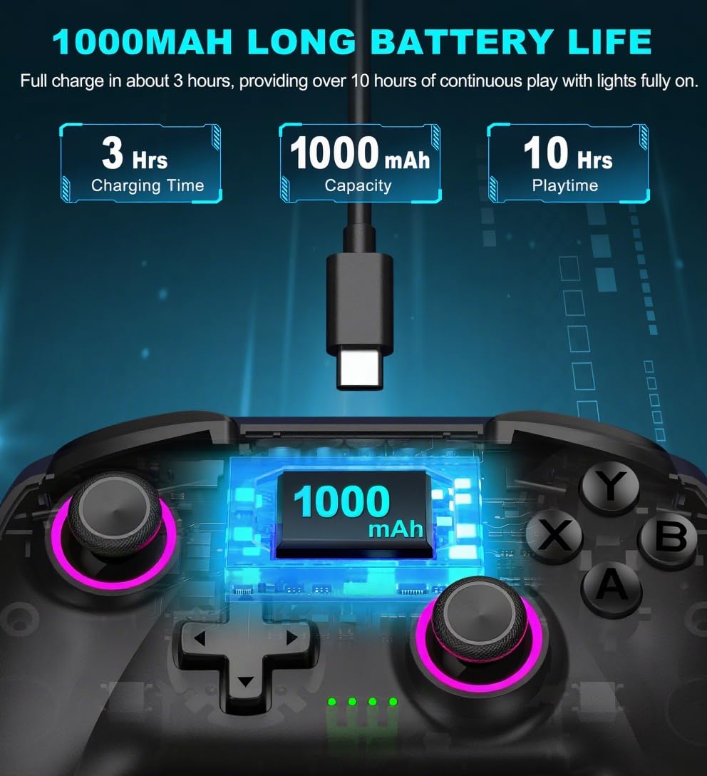 NealGamefy Bluetooth Wireless PC Controller Hall Effect Joysticks 1000mAh Battery for PC Switch iOS Android - Image 4